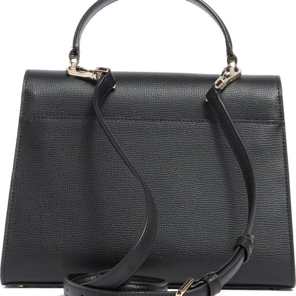 KATE SPADE DARCY TOP HANDLE SATCHEL BLACK LEATHER CROSSBODY SNAP CLOSURE - Picture 6 of 7